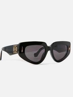 Loewe Black Cat-Eye Sunglasses with Gold Anagram Detail